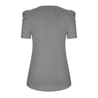 Ležerna osnovna majica za žene Čvrsti okrugli vrat kratki rukav pulover za bluzu za bluzu