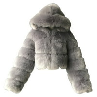 Ženski kardigan jakne Kaputi Zimska pad kratkog kapuljača toplo krznene dijeljenje dugih rukava, casual
