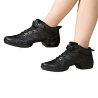 Colisha Womens Jazz cipela Split Sole tenisice Platform Plesne cipele Square Comfort Debeli Sthed Black