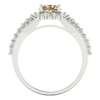 1. CT sjajan okrugli rez prozirni simulirani dijamant 18k bijeli zlatni halo pasijans sa accentima prsten sz 8.5