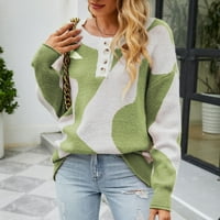 Jesen zimski ženski džemper trendi džemper uzorak pleteni džemper jesenski zimski grudni gumb pola kardigan zelenog m