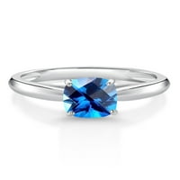 Gem Stone King 10k Bijeli zlatni Kašmir Blue Topaz Solitaire Angažman prsten za žene