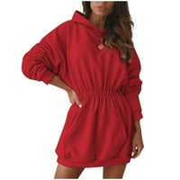 Iopqo dukseve za žene ženski džemper haljina seksi s kapuljača s dugim rukavima zadebljana sijamska džemper zadebljana crvena xxl