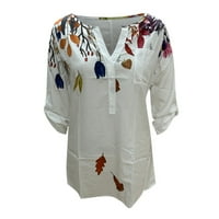Žene ljetne vrhove Žene modni casual vrhovi tiskani tri četvrtine majice Pulover T majice Dame Top Narančasta