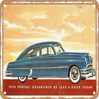 Metalni znak - Pontiac Streamliner de luxe vrata Sedan Vintage ad - Vintage Rusty Look