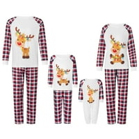 Božićne pidžame za obiteljski dugi rukav Cartoon Reindeer Tors za ispis + plaćene hlače postavljene