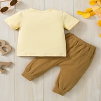 Wassery Toddler Baby Boys Ljetni odjeća 2T 3T Odjeća za novorođenčad Kratki rukav Pisma za ispis majice