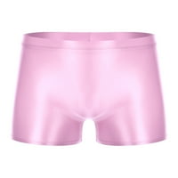 Muški sjajni fitness plivanje kratkih debla Čvrsta boja rastezljive bokserne kratke hlače ružičasta