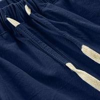 Eryao posteljine kratke hlače za muškarce, muške duge posteljine kratke hlače od pune boje ispod koljena džepna ljetna crtača Capri pant velik i visok, m-5xl