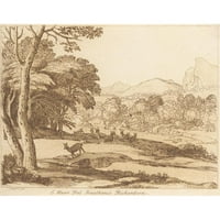 George Knapton Black Ornate Wood Framed Double Matted Museum Art Print Naslijed: Pejzaž sa jelenom