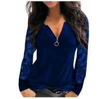 Ženske košulje s dugim rukavima od čipke od čipkastim bojama opušteno-fit pulover bluza casual polovina