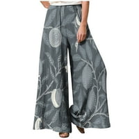 Boho pantalone za žene elastični visoki struk Flowy Wide Casual Bages Baggy Pant cvjetni ispis Loose Beach pantalone