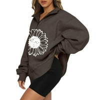 Prodaja Ženska dukserica s dugim rukavima Polovni zatvarač pulover izloga od sunca cvijet grafički ispis