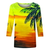 Yyeselk Tropske košulje za žene Ležerne prilike Crew Swooges Comfy Bluzes Trendy Slatka kokosova stablo