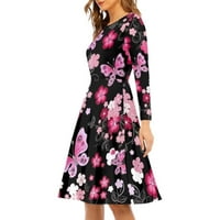 Ružičasti cvijet leptir ženske haljine xl udobne linijske klizače za klizanje Twirl haljine prozračne