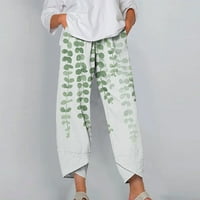 Žene plus veličine Žene elastične tipke za struk tiskanje tankih rastezanih mršavih hlača pantalone zelene boje