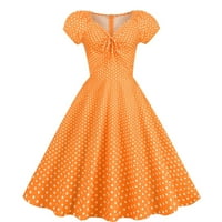 Haljine za žene Trendovi Ženski rukav Ispiši kratki rukav V-izrez zavoj retro mini haljina narančasta