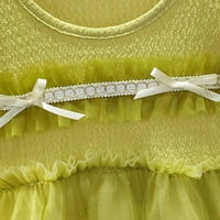Ljetna haljina Djevojke 'ljetni modni modni lukknot mjehurići kratki rukav okrugli vrat Fluffy mrežice