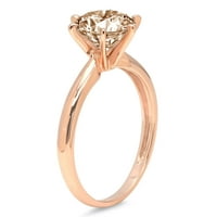 3. CT sjajan okrugli rez simulirani šampanjac 14k Rose Gold Solitaire prsten sz 9