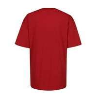 Bluze za žene modni ženski casual labavi okrugli vrat kratki rukav tisak majica na vrhu dame top crvena