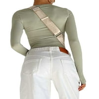 Seyurigaoka ženska majica dugih rukava Crew Crw Crt Solid Slim Fit Dame Crop vrh s rupama za palce za