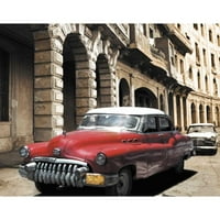 Groth, C.J. Crni moderni uokvireni muzej umjetnički tisak pod nazivom - Kubanski automobili i