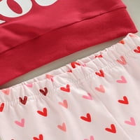 Codeop Kids Girls Wirsts Valentinovo odijelo Pismo Ispis dugih rukava + set hlače