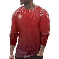 Yubnlvae muško božićno jesen zimsko majica dugih rukava okrugli izrez puni ispis Svečana atmosfera i