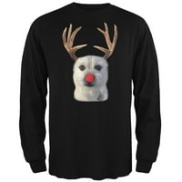 Smiješni jeleni pas ružan džemper s crnim majica s dugim rukavima
