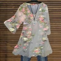 Gathrrgyp ženski vrhovi i bluze, ljetni klirens, žensko cvjetno-print casual kratkih rukava V izrez