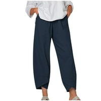Ženske hlače na širokoj nozi Hlače Solidačna elastična struka Pravo salonske pantalone Ležerne prilike labave joge hlače sa džepom