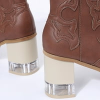 Vezene ženske čizme za pete sa bočnim patentnim zatvaračem kratkim uštedama