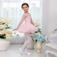 Dječji balet s dugim rukavima Skirted Leotards s tutus suknskom plesnom haljinom Ballerina odijela 4- godine