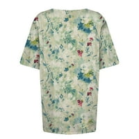 Strugten Ljetne košulje za žene Print V izrez kratkih rukava Cvjetni ispisani gumb bluza TOP ženske