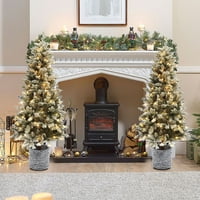 Luxenhome whight 5. ft. Prethiled LED vertificial vitkih božićnih drva sa loncem