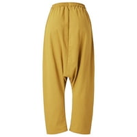 Cathalem ženske hlače odijevaju casual modne čvrste casual pantalone Ženske pamučne džepove Vintage hlače High struk hlače žute xx-velike
