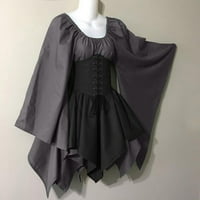 Vintage haljine za žene Gothic Retro dugih rukava košulja haljina od ramena rukava visoka haljina