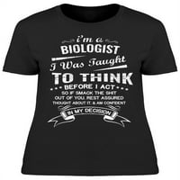 'M biolog je naučio da mislite na majicu žena -image by shutterstock, ženka velika