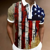 Polo majice za muškarce 4. jula Dan nezavisnosti Mužjak Ljeto Print T Okrenite majicu kratkih rukava