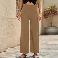 Voncos ženske hlače Ležerne prilike - široka noga labava modna hlače u boji za žene kaki veličine l
