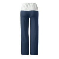 Ženske hlače Ležerne prilike Visoki struk džepni strip elastični struk ispisane labave joge hlače Ležerne