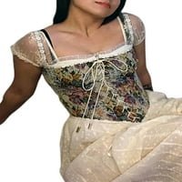Qiylii žene vintage cvjetni print prsluk seksi bodycon vrat jacquard camisole flaunce neregularni korzet