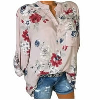 Casual Tops Košulje za žene s dugim rukavima Elegantni cvjetni cvjetni pulover Dugme Donje majice