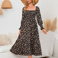 Ljetne haljine za prodaju za žene za žene s dugim rukavima za tisak cvjetni uzorak šifonska haljina