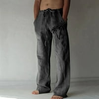 KETYYH-CHN MENS HLAČE Lane hlače Ležerne duge hlače Ležerne pantalone Tamno siva, XL