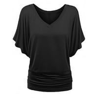 Ženski bluze V-izrez Solid bluza seksi ženske plus ljetne majice za lakvice crne 4xl