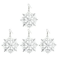 Pari Božićne snježne pahulje sekfice nakit za uši akrilni srebrni uši prstenovi