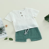 Arvbitana novorođenčad dječaci casual sažetak kratkih rukava kontrastni gumb u boji niz džepni majica i elastični šorcti hlače ljetni setovi 0-3t