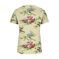 Ženski labavi fit cvjetni trendy gumb gore majice kratkih rukava Comfy Flowy casual crewneck tunic vrhovi