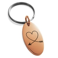 Srčana ljubav od nehrđajućeg čelika Strelica ugravirana malog ovalnog šarm privjesak za ključeve